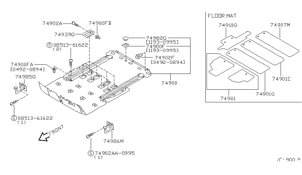 Nissan 74910-0B766 Mat-Center Floor