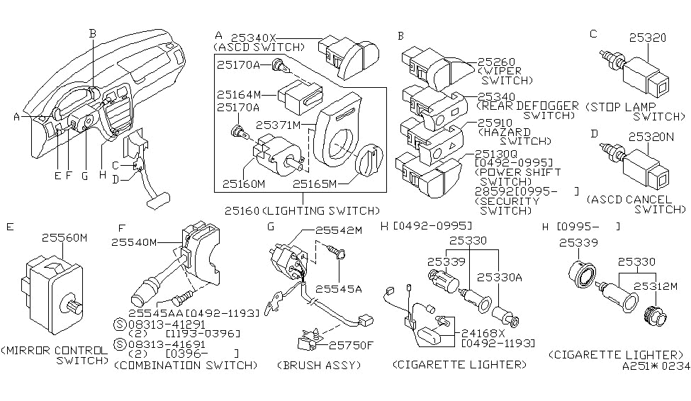 Nissan 25163-0B000 Escutcheon-Switch