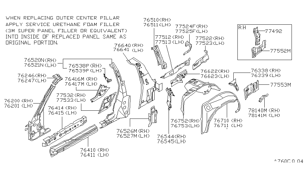 Nissan 76524-46P31 Bracket-Center Pillar, Lower RH