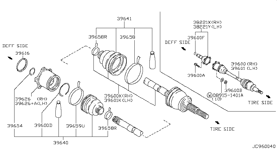 Nissan 39210-40P01 Repair Kit-Rear Drive Shaft