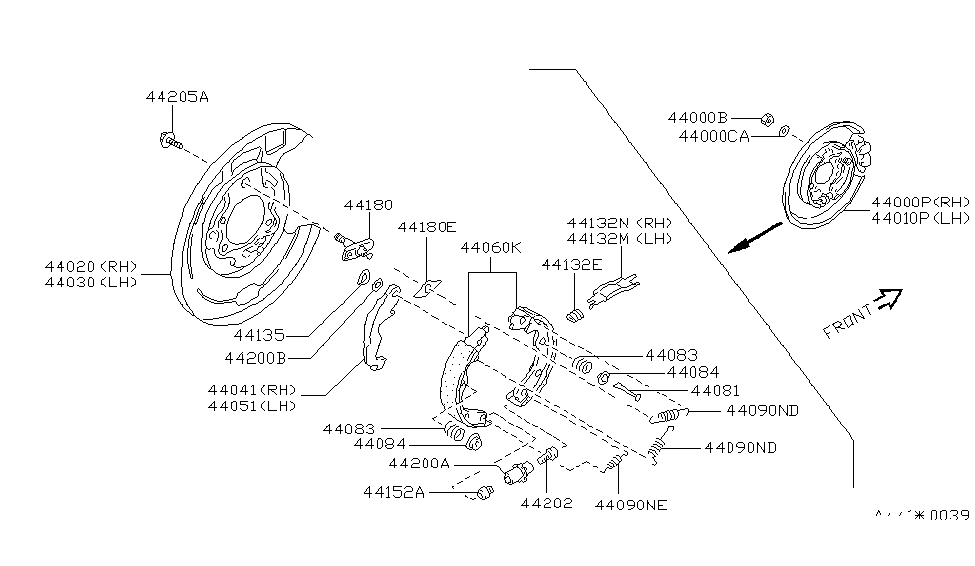 Nissan 44000-43P11 Brake Assy-Parking,Rear RH