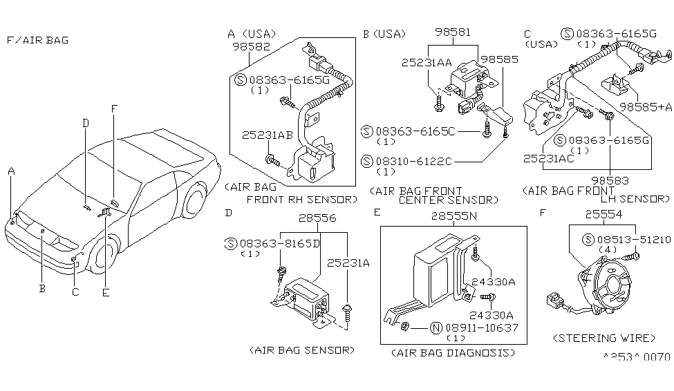 Nissan J8582-44P00 Sensor-Air Bag,Front RH