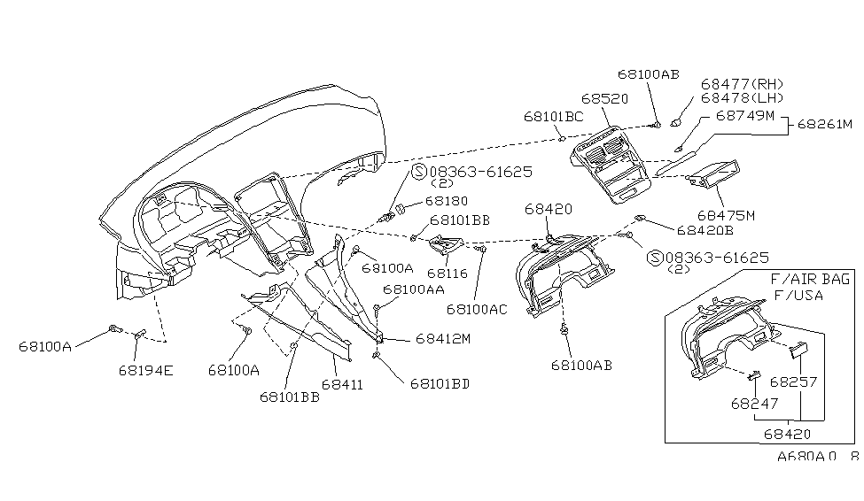 Nissan 68411-30P01 Finisher-Instrument,LH