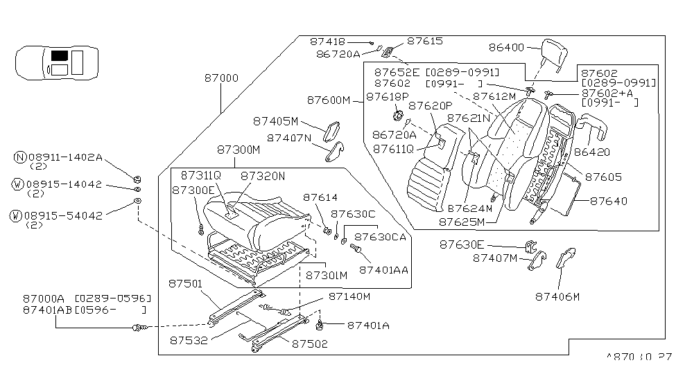 Nissan 87140-32P00 Wire Assy-Reclining Device