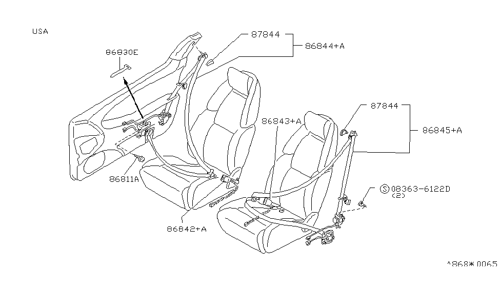 Nissan 86885-45P09 Belt Assembly-Tongue,Passive L