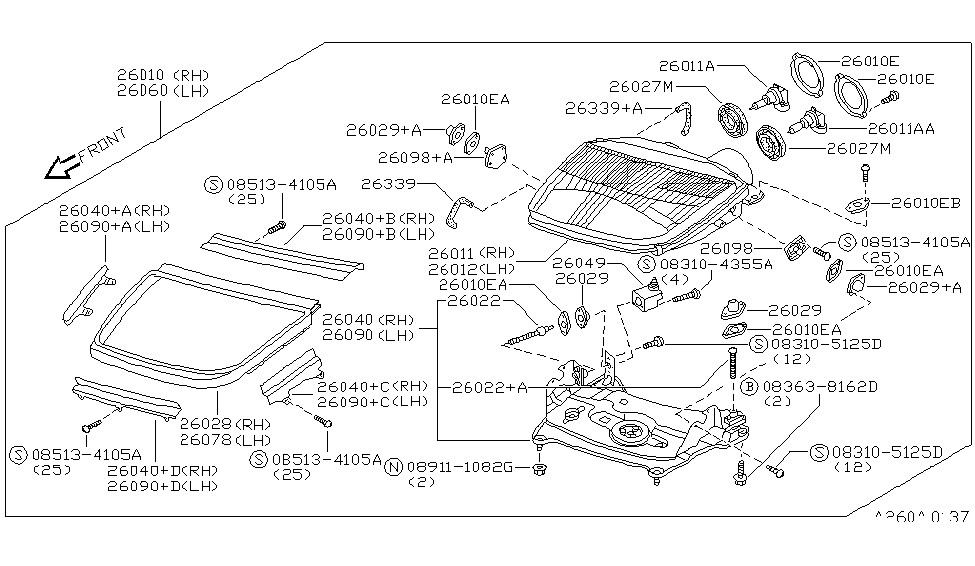 Nissan 26098-30P01 Pivot Assembly-Head Lamp