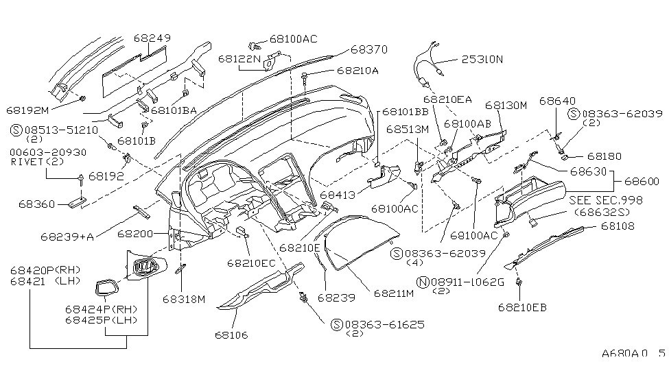 Nissan 68318-48P00 Cover-Instrument Flange