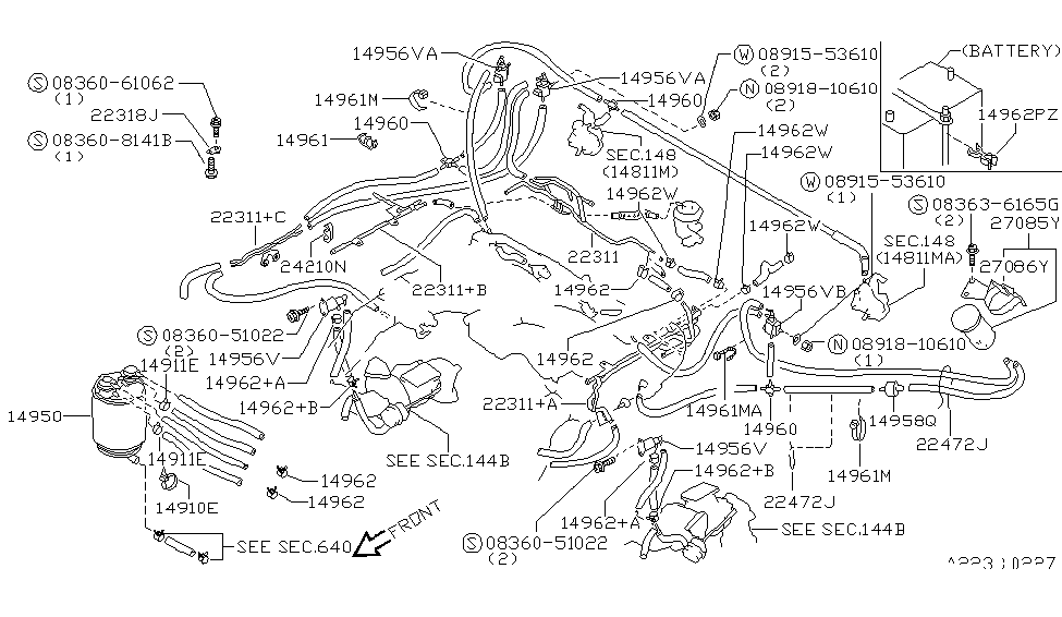 Nissan 22306-30P08 Pipe-Vacuum Control