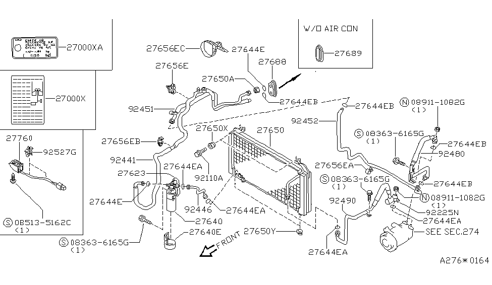 Nissan 92452-30P11 Tube Front Cooler Low B