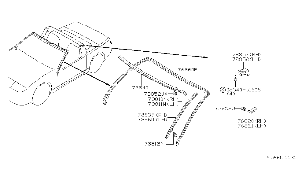 Nissan 76863-46P00 Weatherstrip-Rear Side,LH