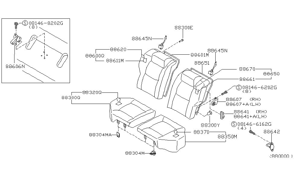 Nissan 88300-7Z101 RUSHION Assembly-Rear Seat, RH