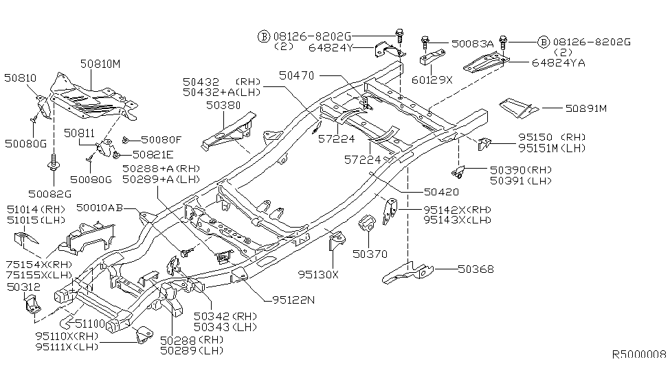 Nissan 50433-7Z030 Bracket-Rear STABILIZER Mounting