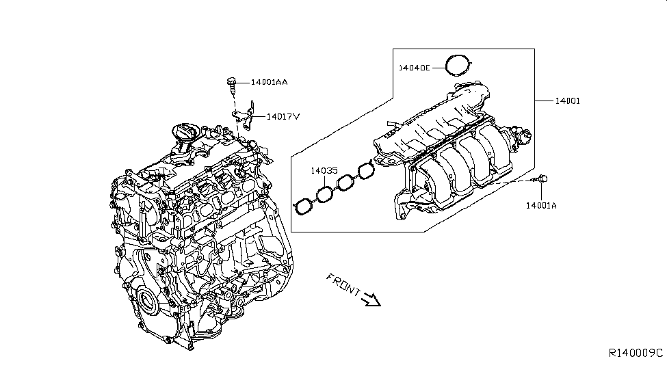 Nissan 14017-3RC0A Bracket Assy-Intake Manifold,Center