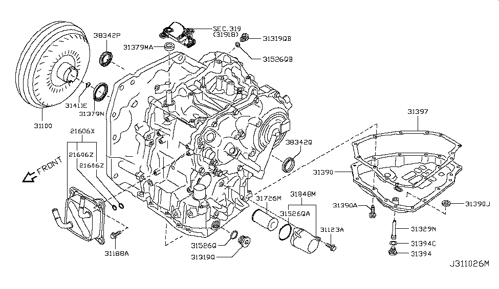 311003JX7A Genuine Nissan 311003JX7A CONVERTER ASSYTORQUE