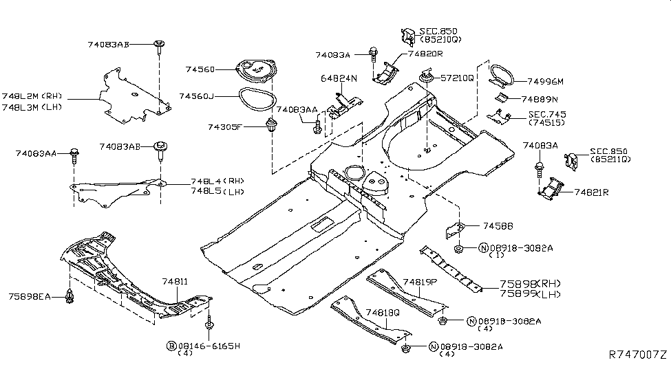 Nissan 748L6-4AT0A Diagram Brace Assembly-Rear,RH