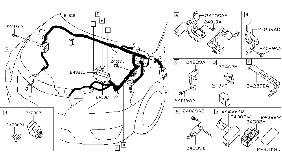 Nissan 24388-3SG1B Bracket-Engine Room Harness