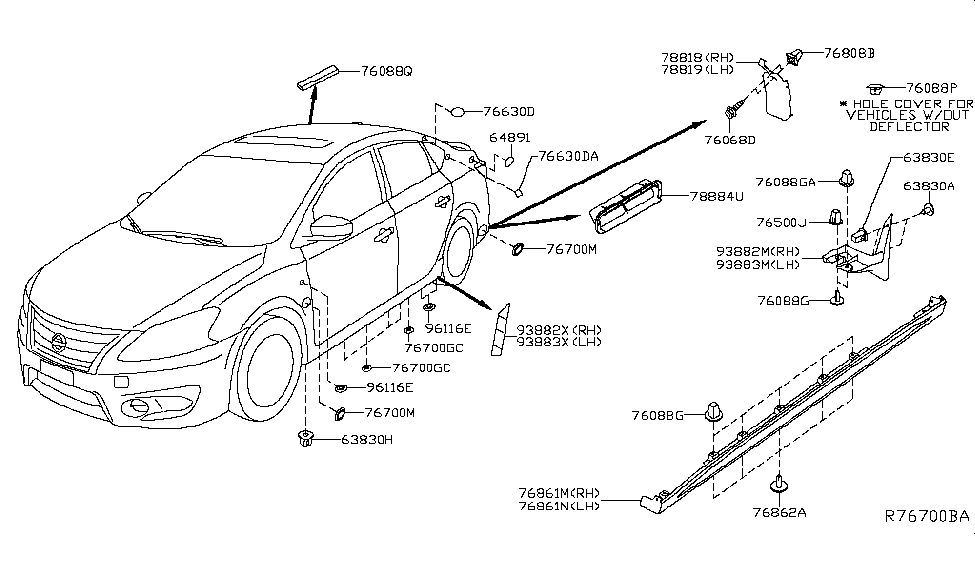 Nissan 85094-3SG0A Spacer-Rear Bumper Side,RH