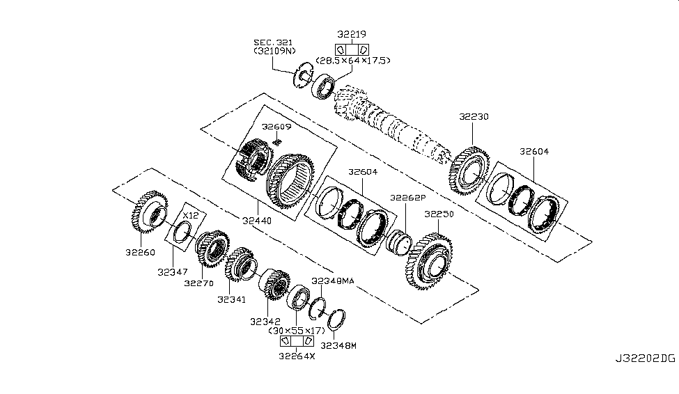 Nissan 32600-00QAD Hub & Sleeve Set, 1ST & 2ND