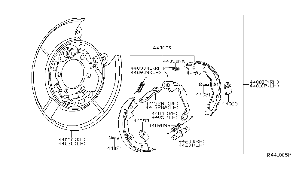 Nissan 44000-EM10B Brake Assy-Parking,Rear RH