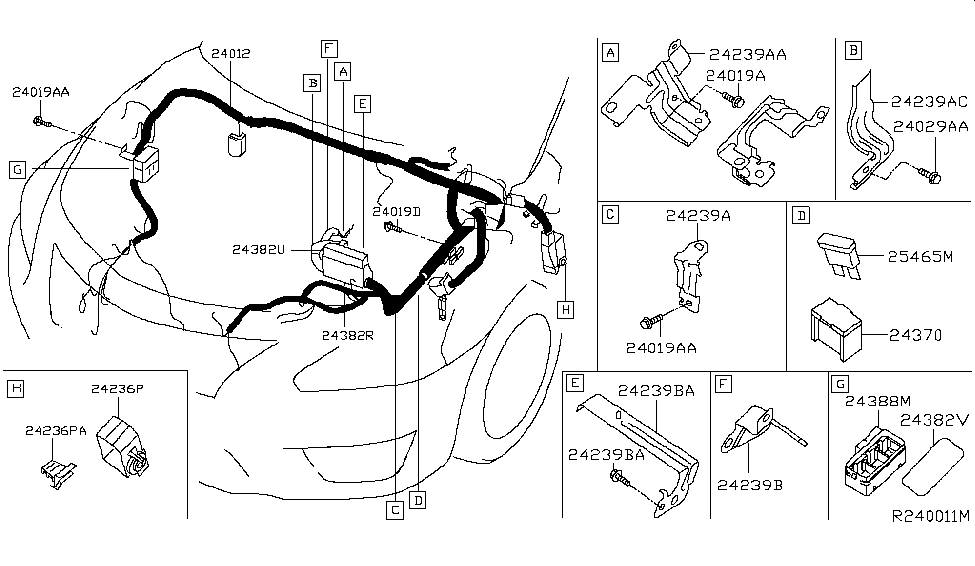 Nissan 24239-3SG0E Bracket-Engine Room Harness