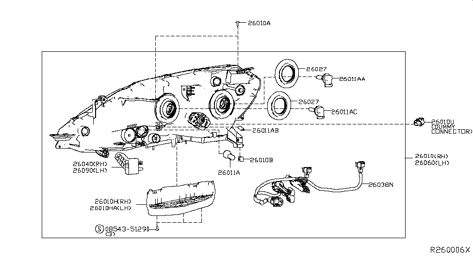 Nissan 24075-9MD0A Harness-Sub,Headlamp