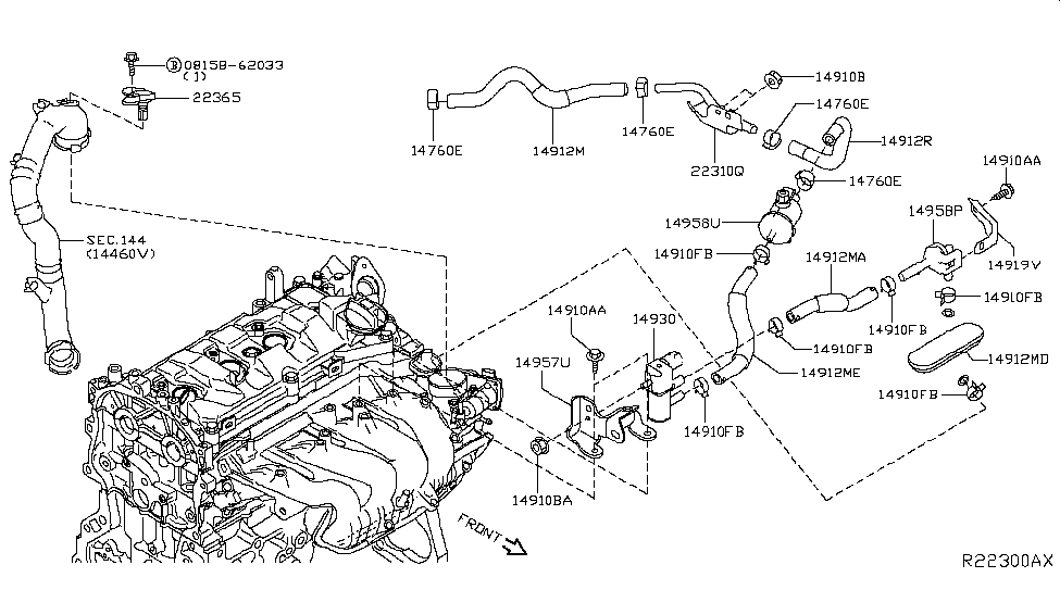 Nissan 14916-3YM0A Tube Assy-Evaporation Control