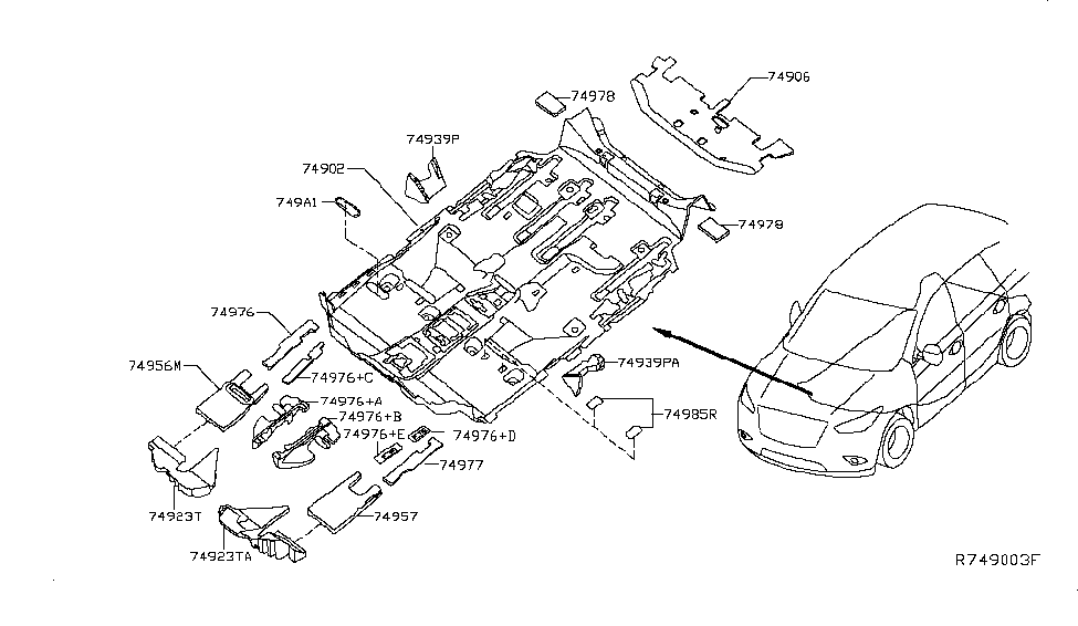 Nissan 74976-3JA0A Spacer-Front Floor