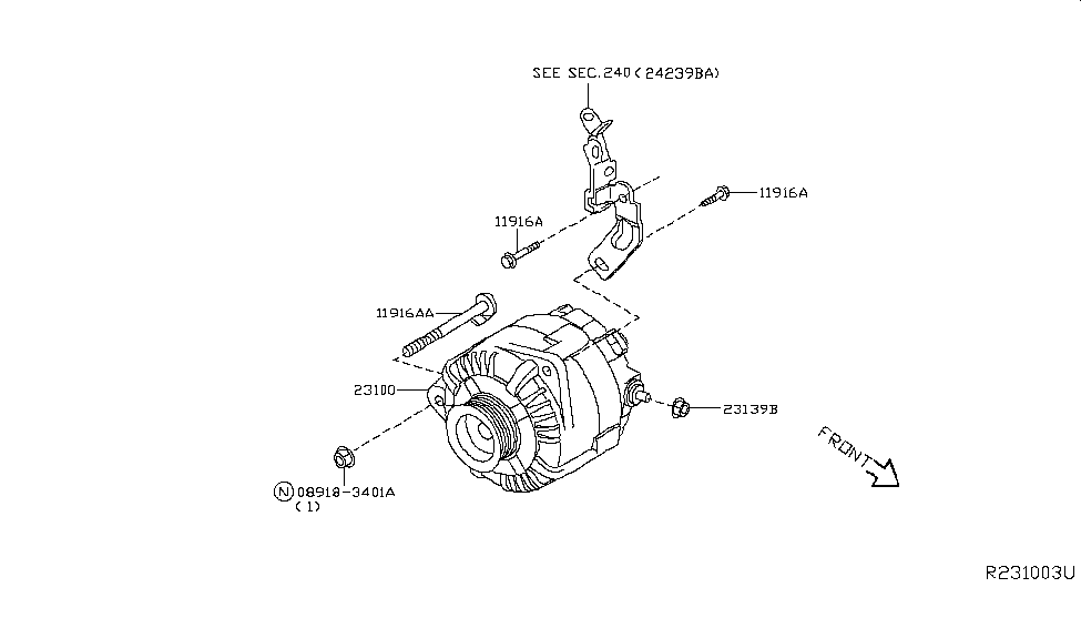 23100-3JA1ARE Nissan Reman Alternator Assembly