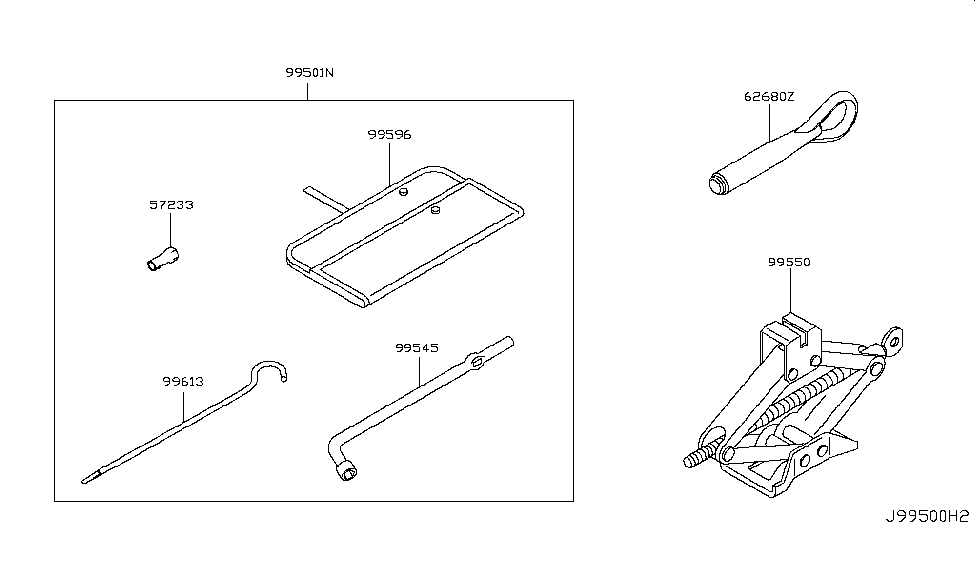 Nissan 57233-1JA0A Adapter-Spare Tire Clamp