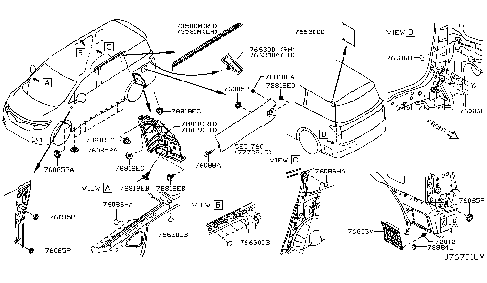 Nissan 82849-1JA0C Clip