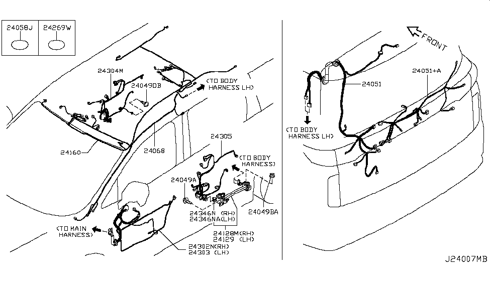 Nissan 24068-1JA0A Harness Roof