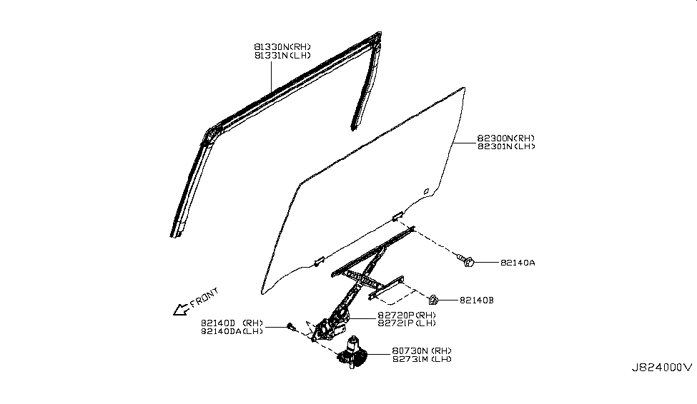 Nissan 82330-1JA0A Glass Run Rubber-Slide Window,RH