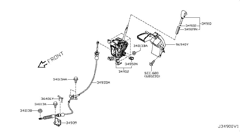 Nissan 34929-1VA0A Cover - Cont Lever