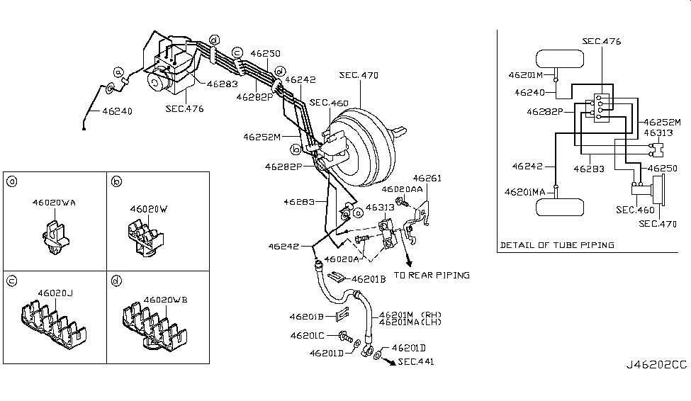 Nissan 46282-1JA1A Tube Assembly Brake, ACTUATOR To Rear