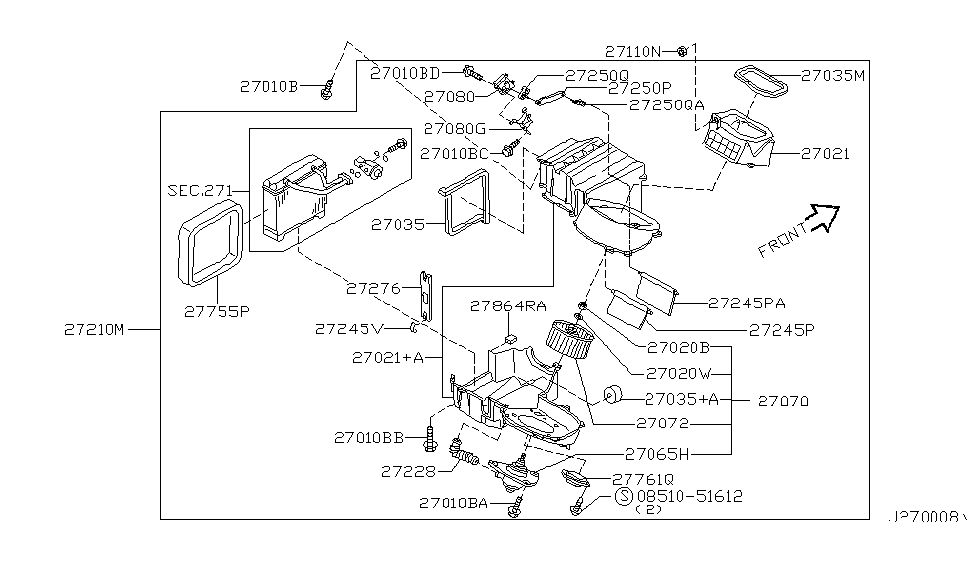 Nissan 27210-5Y010 Blower & Cooling Assembly-Front