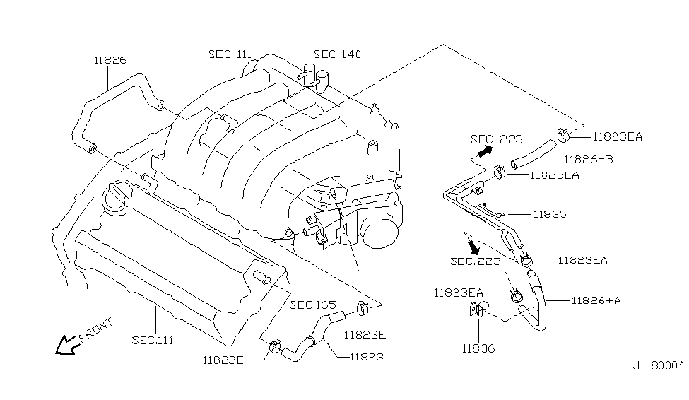 Nissan 11836-2Y000 Bracket BLOWBY Pipe