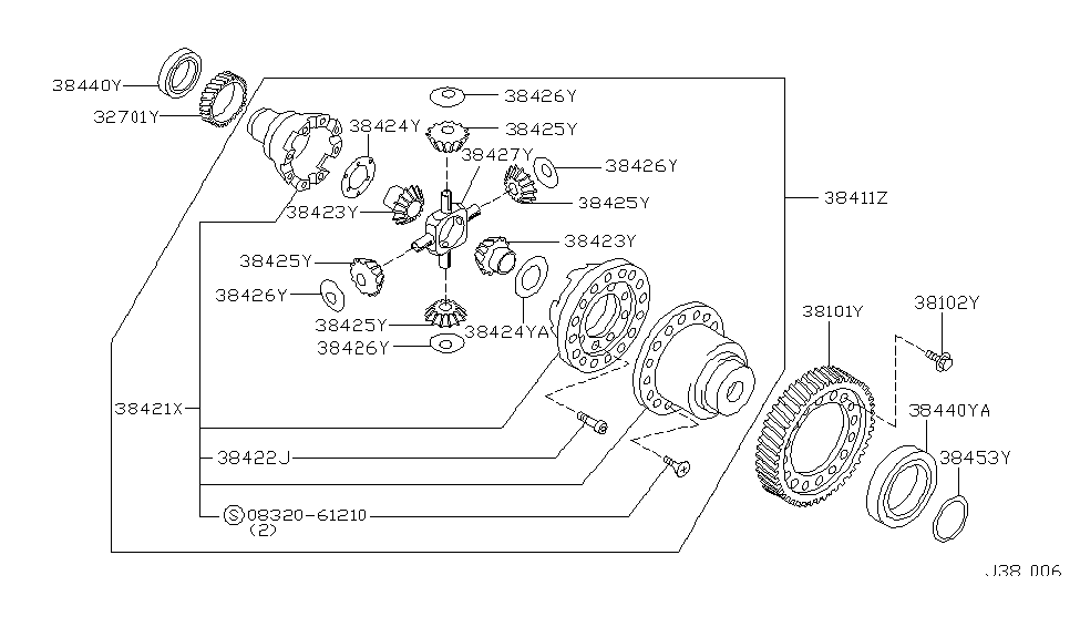 Nissan 38420-96E01 Case Assy-Differential,Viscous