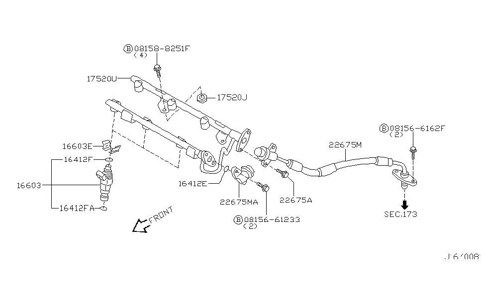 Nissan 17521-2Y508 Bolt