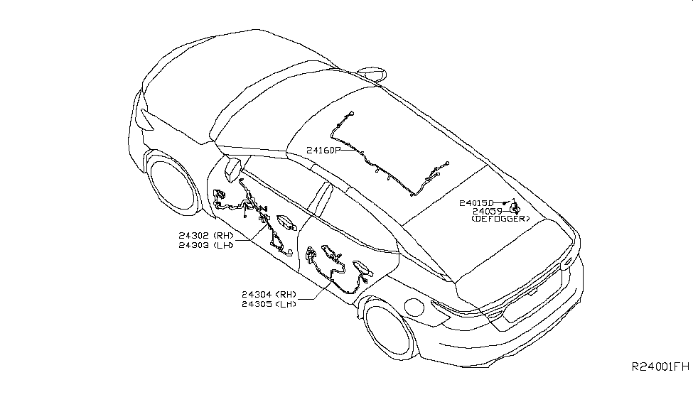 Nissan 24065-4RA0A Harness-Sunroof