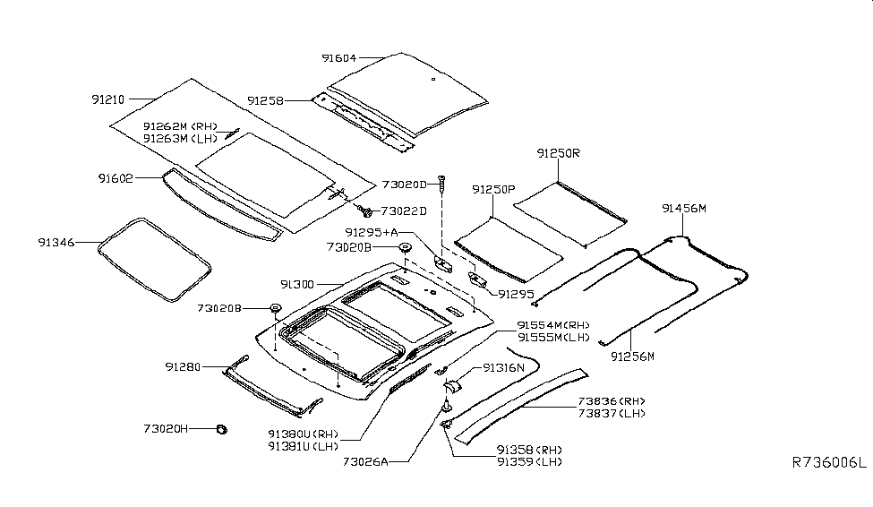 Nissan 91262-4RA3A Plate-SUNROOF Cover, RH