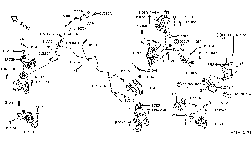 Nissan 081B6-8252A Bolt Standard Hardware