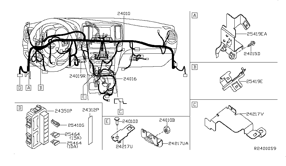 Nissan 24019-9N00A Harness-Console,Sub