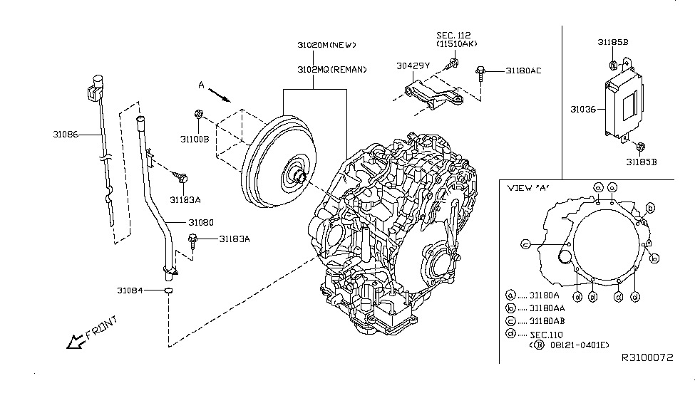 Nissan 3102M-1XE2ARE TRANSAXLE Assembly Automatic