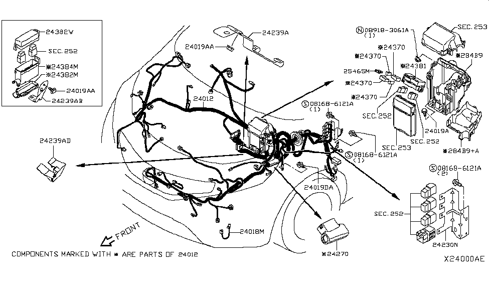 Nissan 24239-3AN0B Bracket-Harness,Engine Room