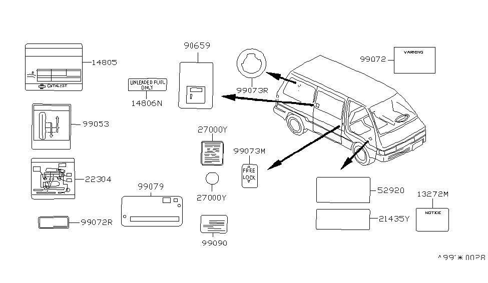 Nissan 96902-89900 Label Color NO.