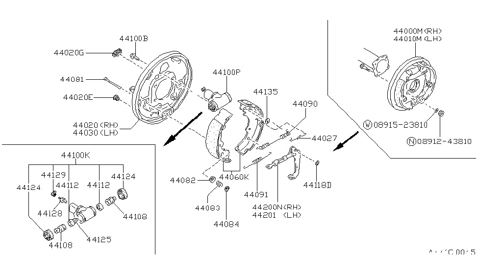 Nissan 44000-17C11 Brake Assembly-Drum, Rear RH