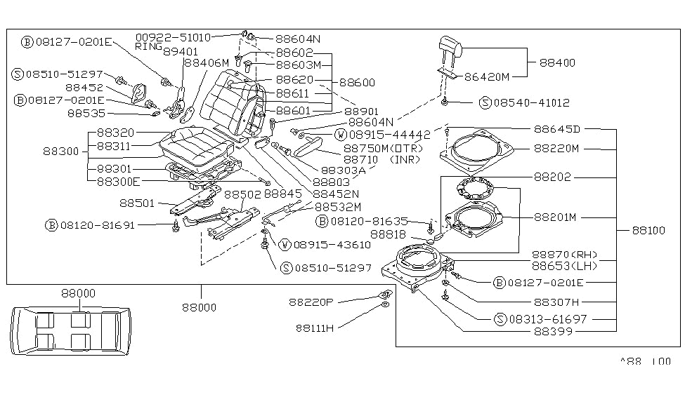 Nissan 88502-16C00 Slide-Rt Seat Inside