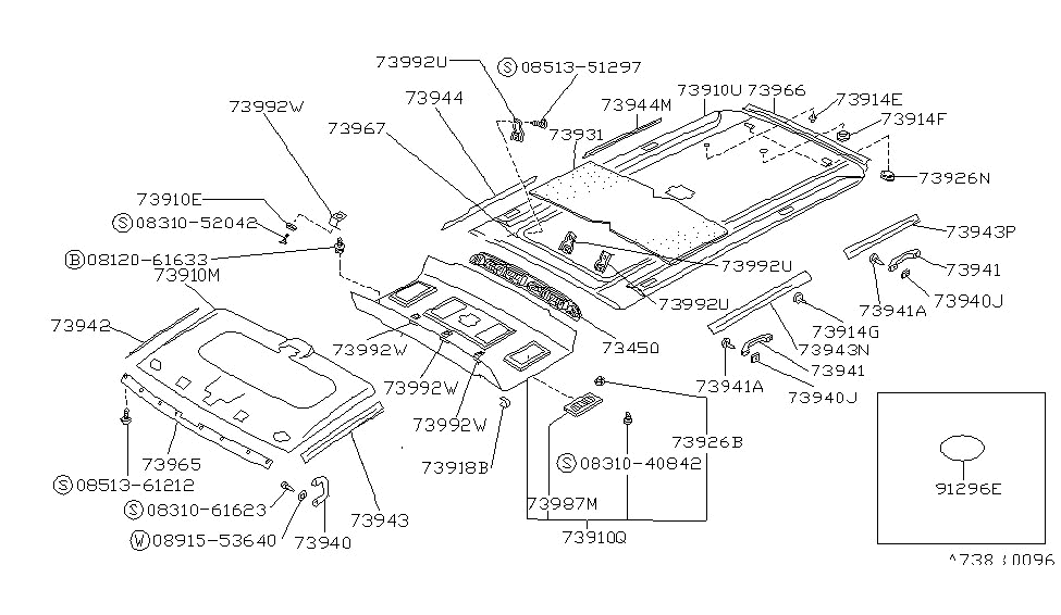 Nissan 73902-17C20 Cloth Roof Center