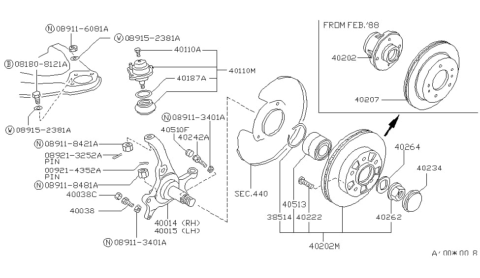 Nissan 08911-8481A Nut