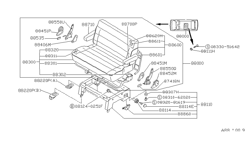 Nissan 88620-17C11 Trim Assembly-Back Rear Seat